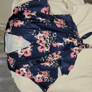 Woman's Blue Floral Blouse